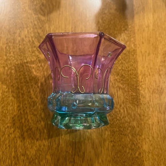 PartyLite Iridescent Purple and Teal Candle Holder Set and votive holder. - Picture 4 of 7